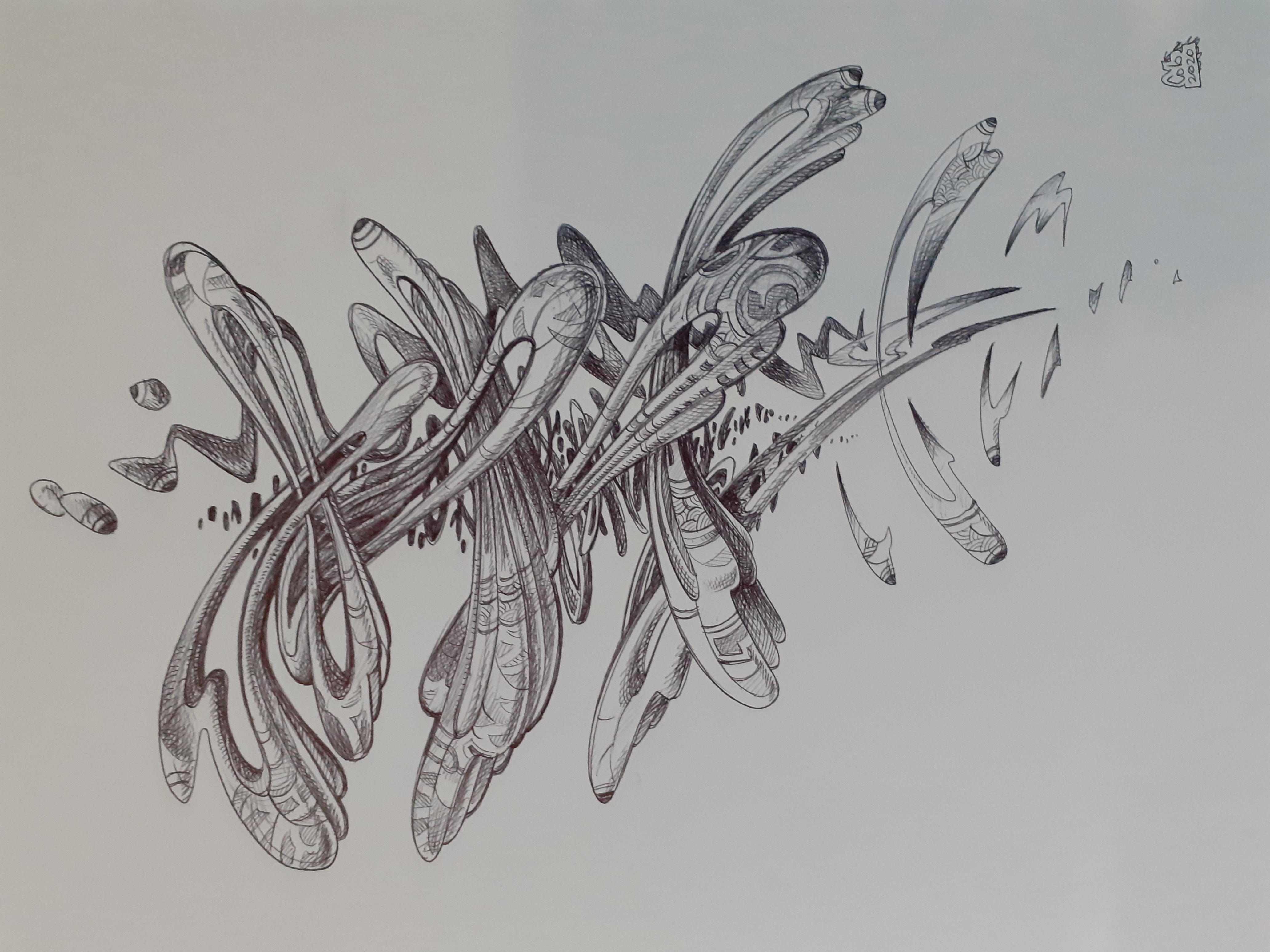 Dessin réalisé au  stylo bille sur un A3