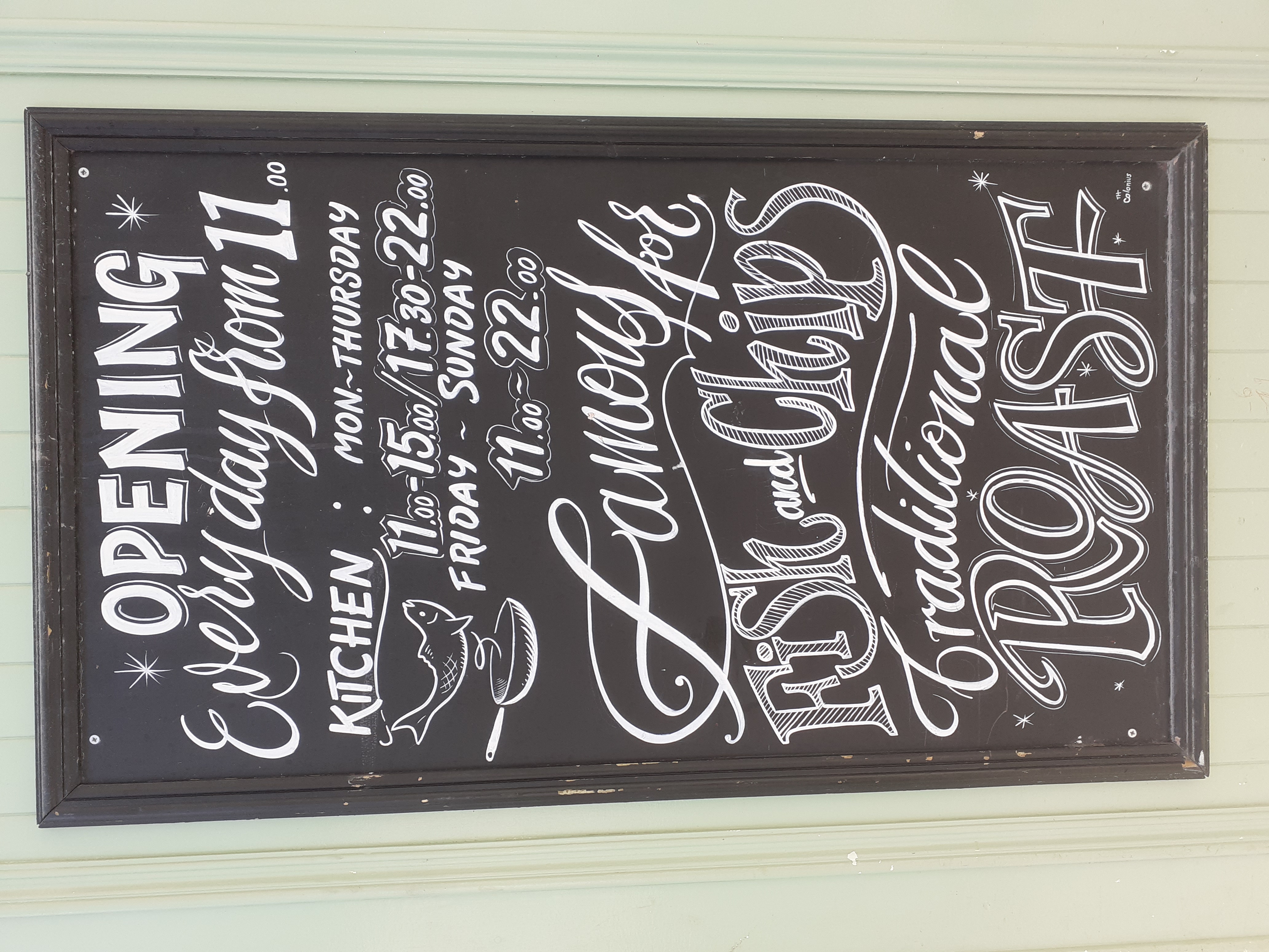 Lettrage au marqueur Chalk Line sur panneau noir - Pub Irlandais O'Reilly'S (à la Bourse) - Bruxelles