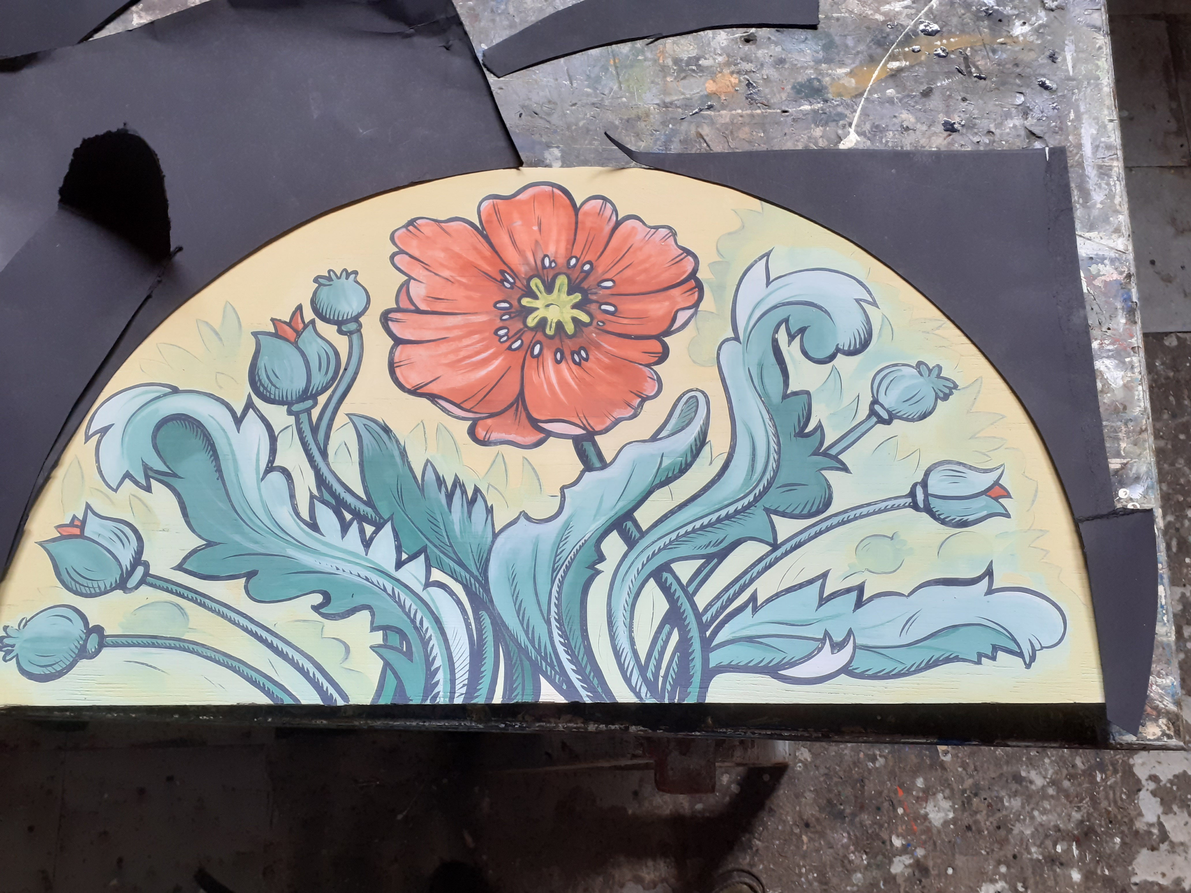 Peinture finie sur les panneaux en chêne