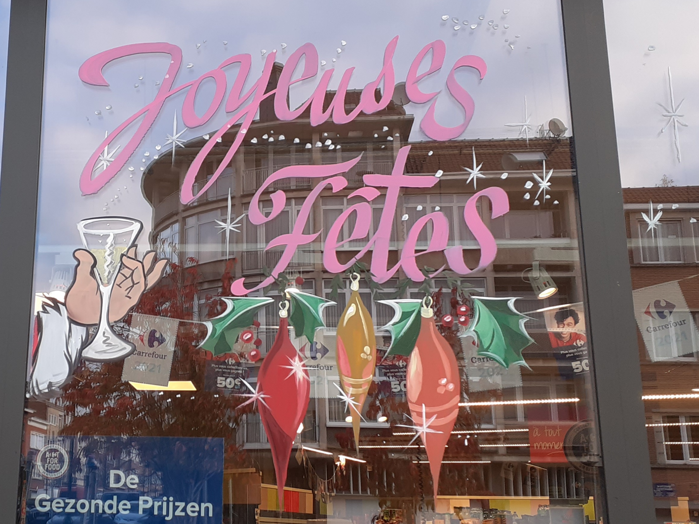 Décoration sur vitrines pour les fêtes de fin d'année - Saint-Octave - 1000 Bruxelles