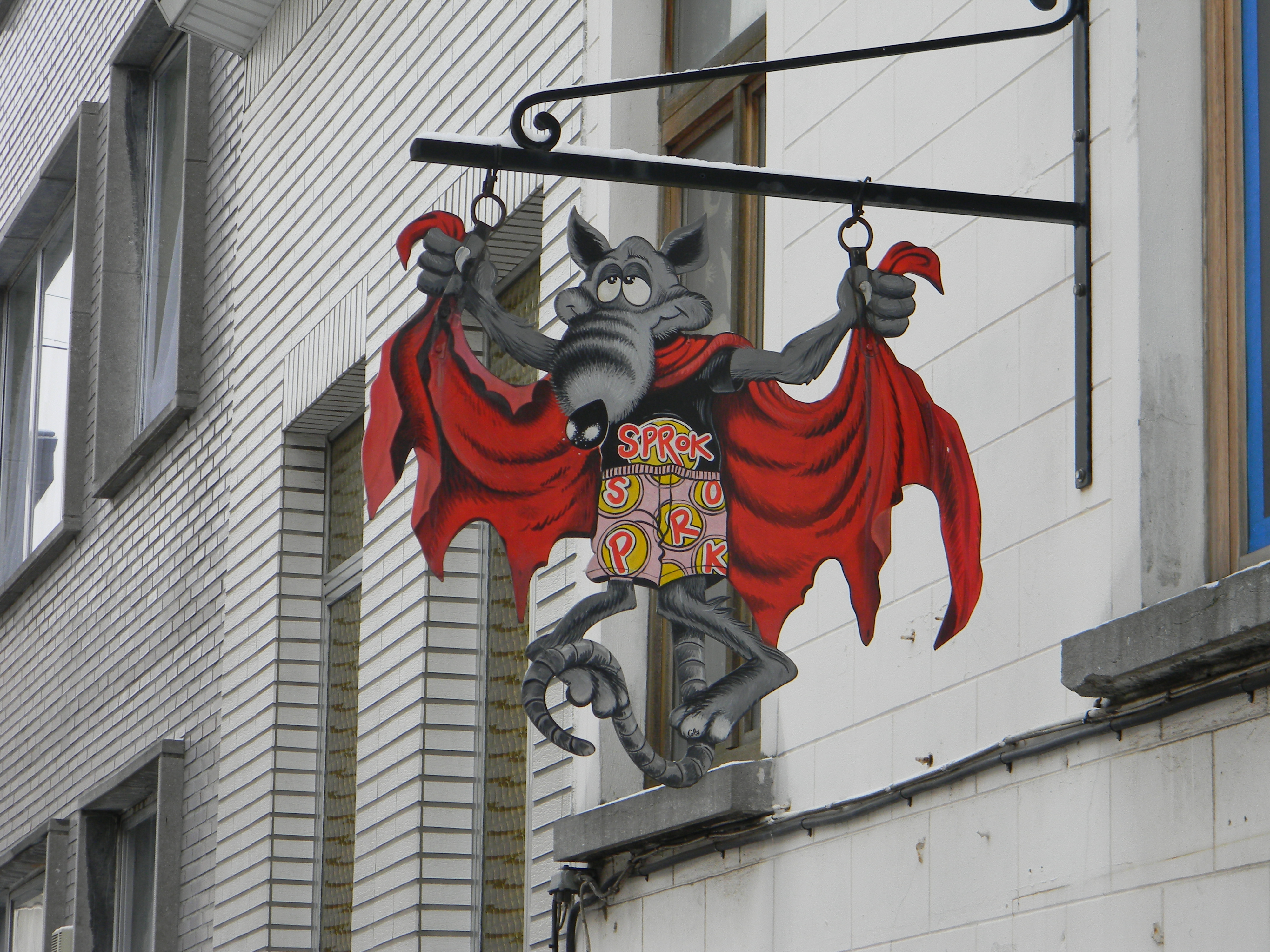 Potence peinte recto-verso sur panneau. Café Hard Rock - Le Sprok - Anderlecht