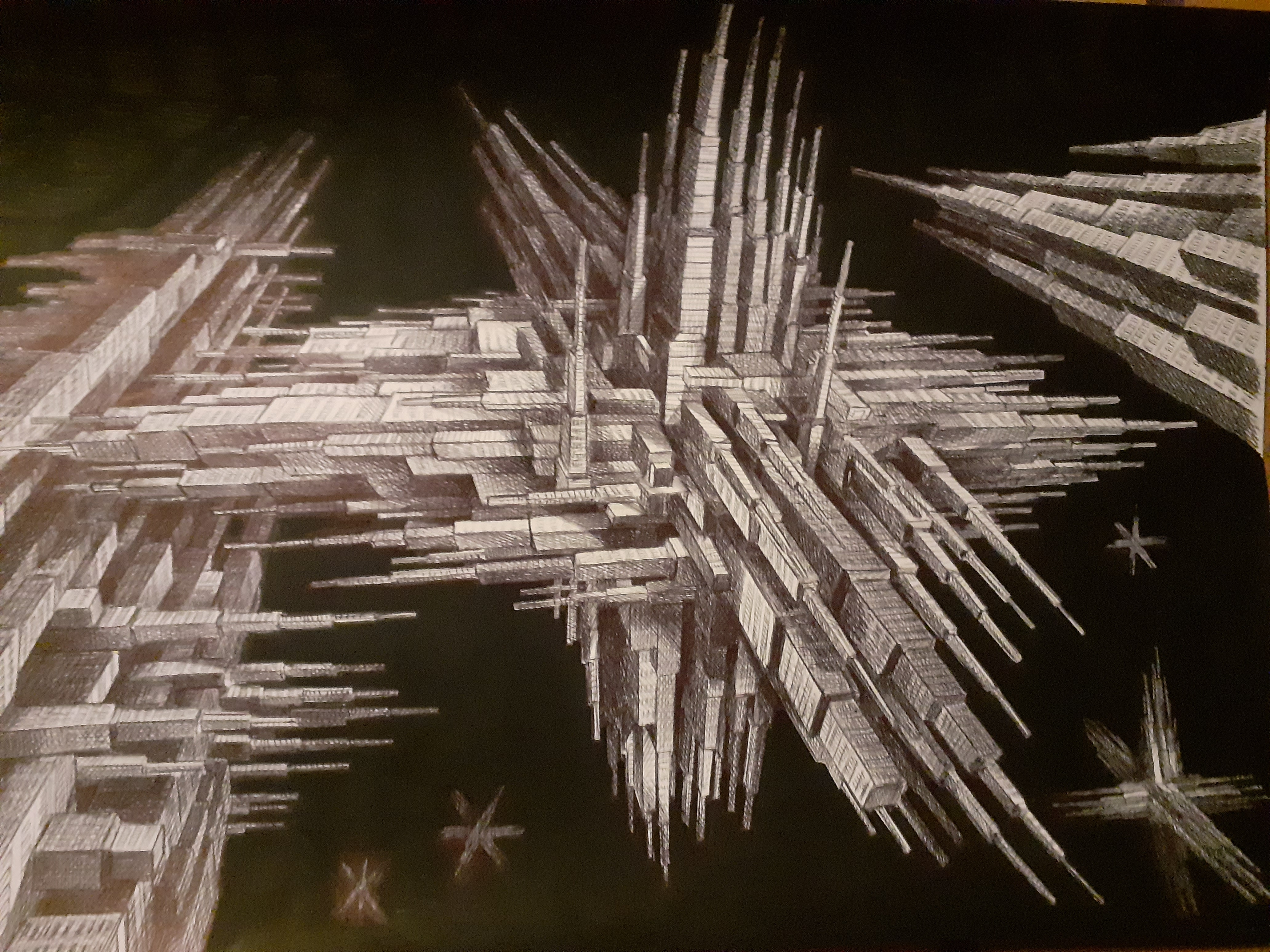 Dessin réalisé au  stylo bille sur un A3