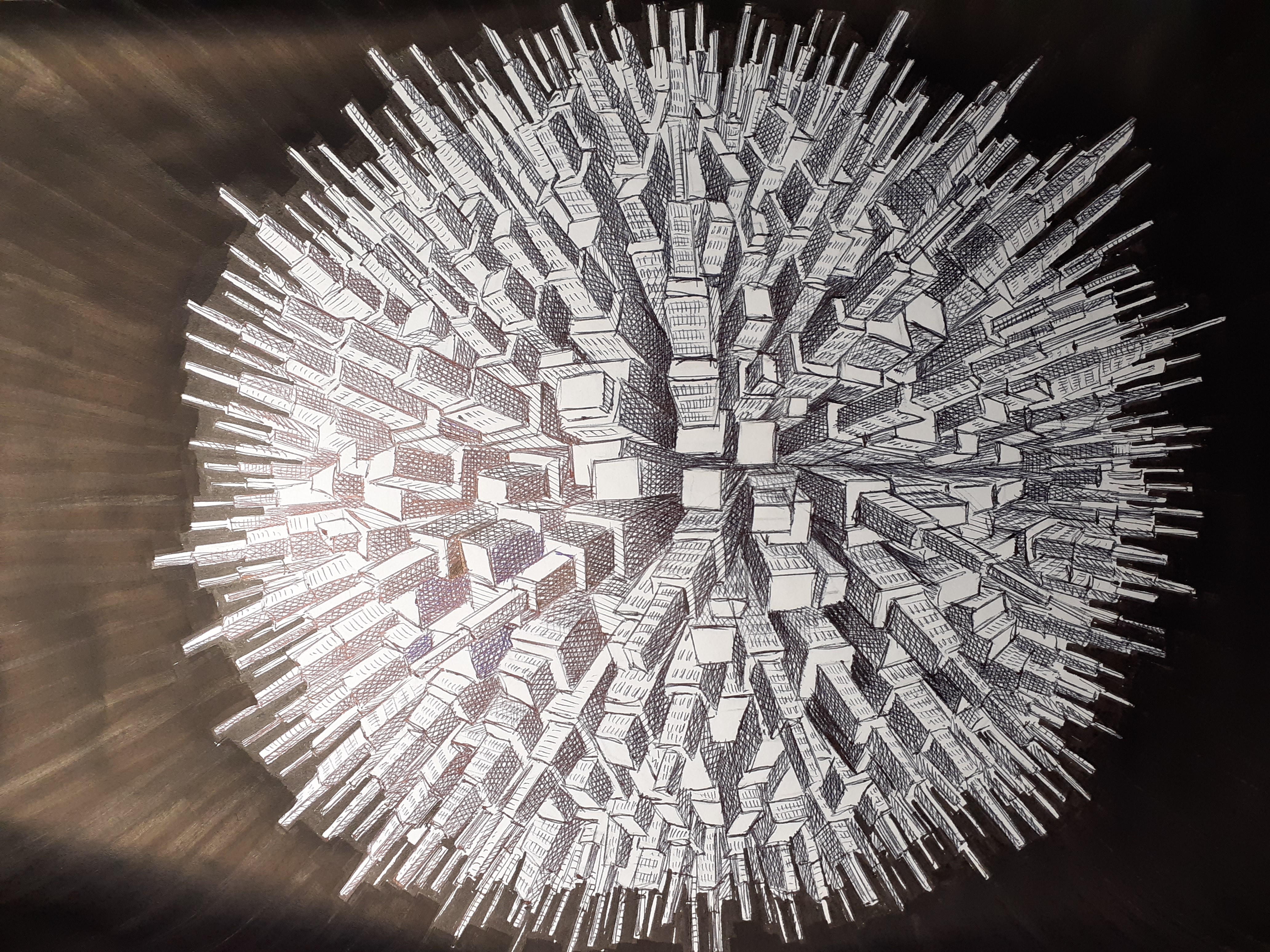 Dessin réalisé au stylo bille sur un A3