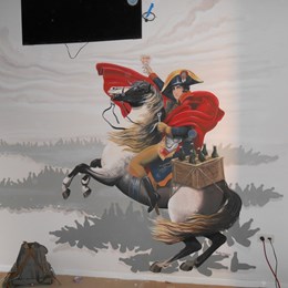 Création et réalisation de fresques murales sur les murs d’une brasserie. Le Waterloo à Saint-Gilles