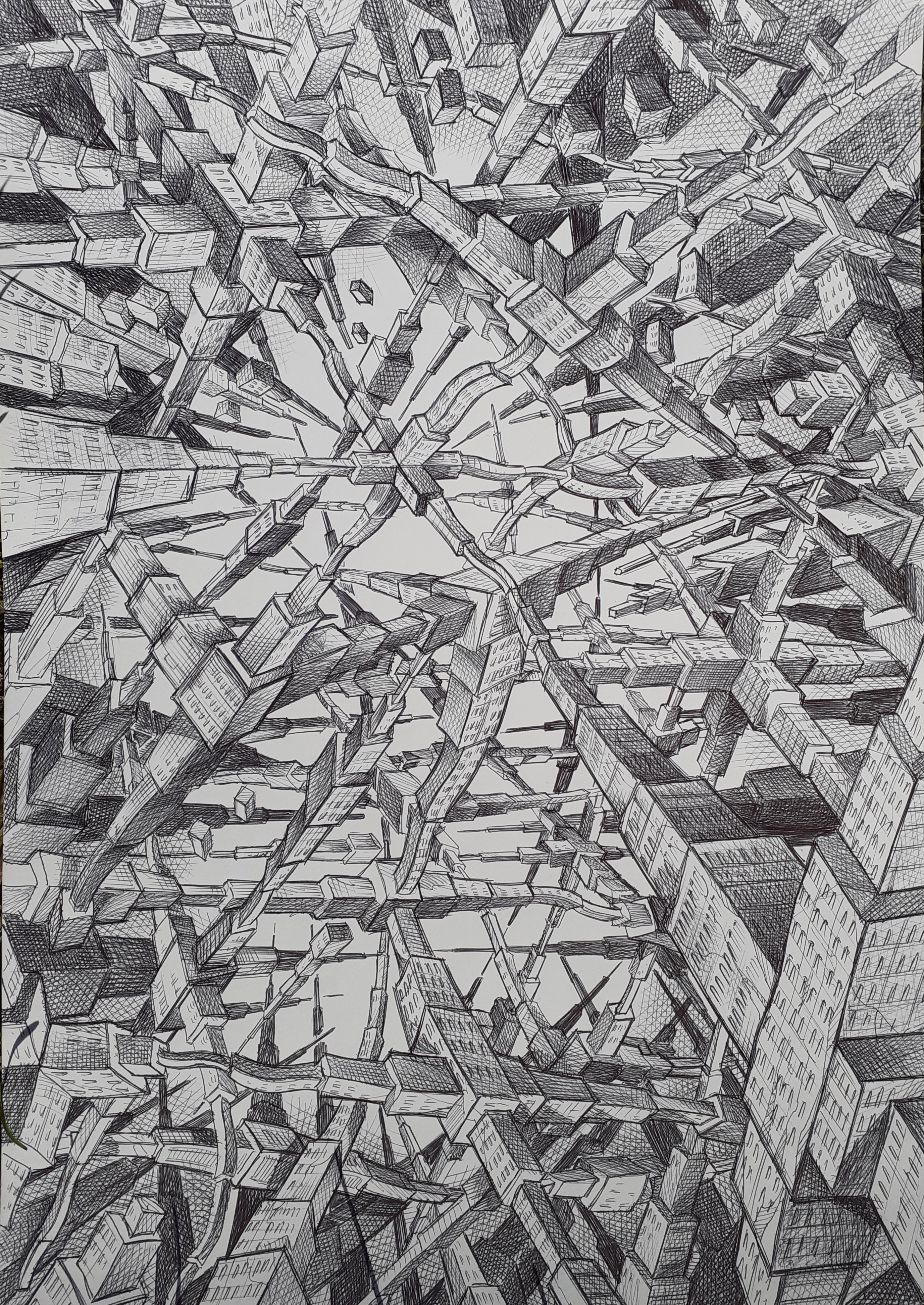 Dessin réalisé au  stylo bille sur un A3