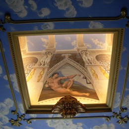 Peinture sur toile pour le plafond - chambre d'un privé - Laeken. 
