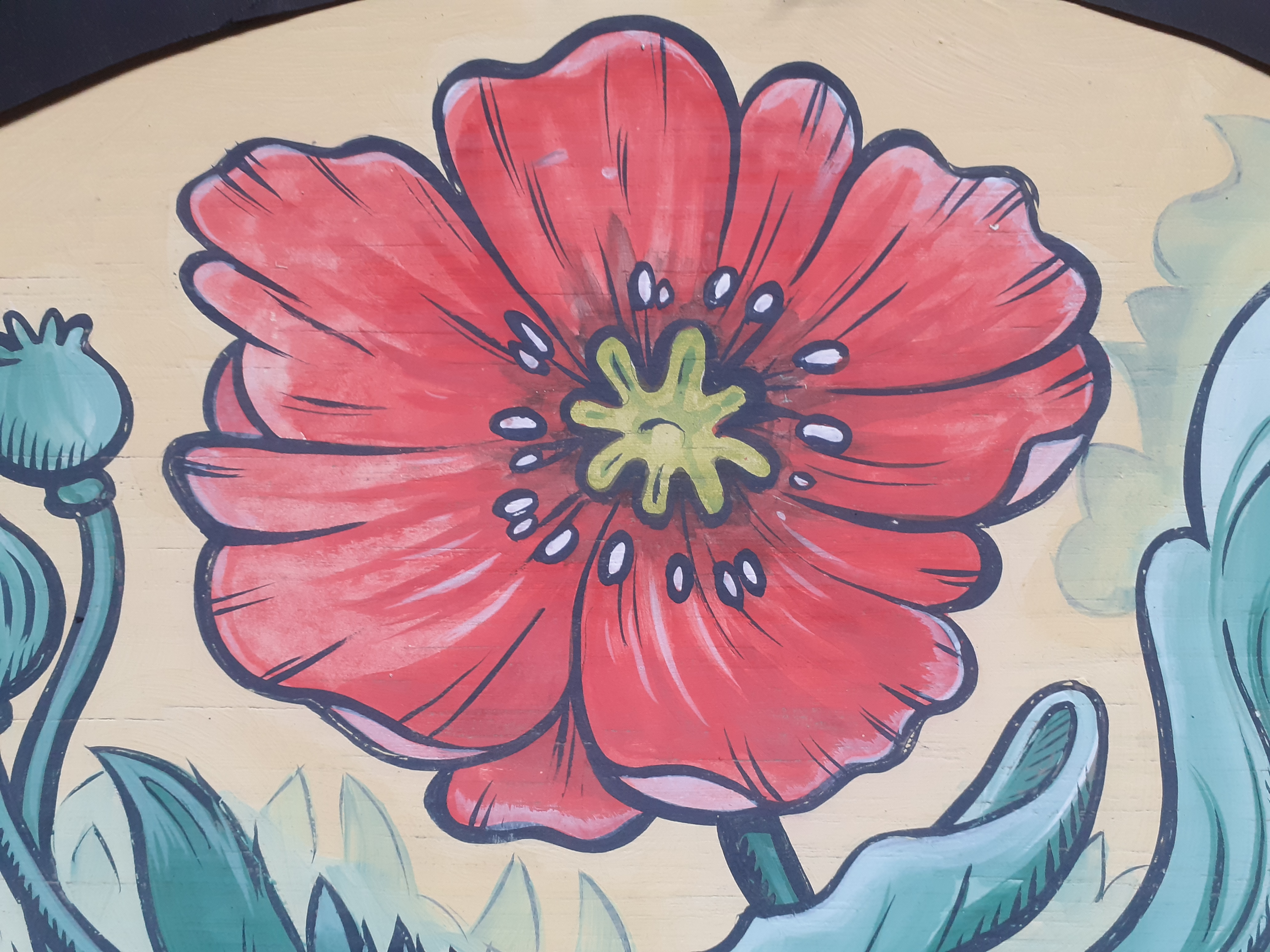 Détail peinture finie sur panneaux en chêne