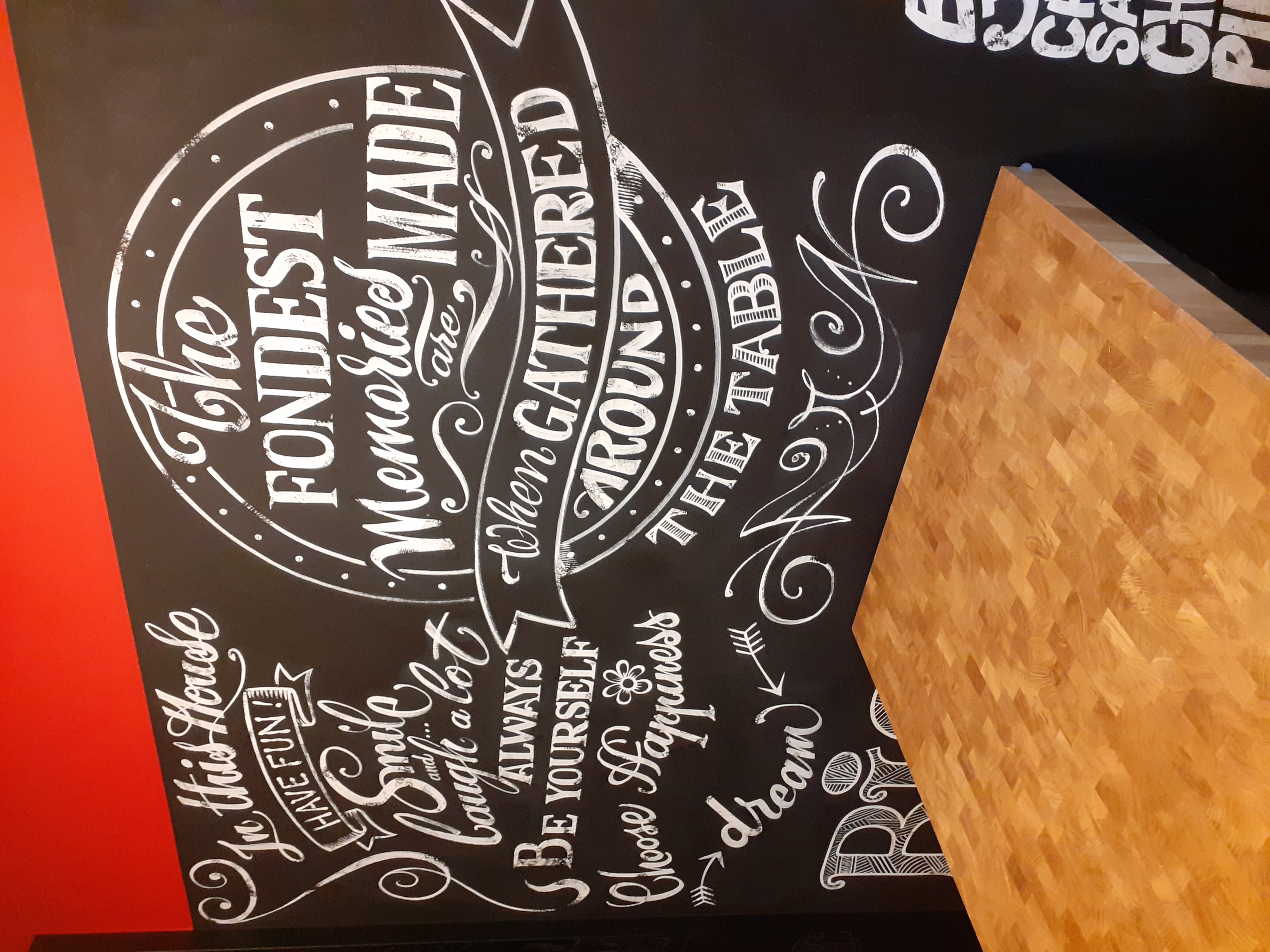 Lettrage Chalk Line dans la cuisine d'un particulier - 1950 Krainem