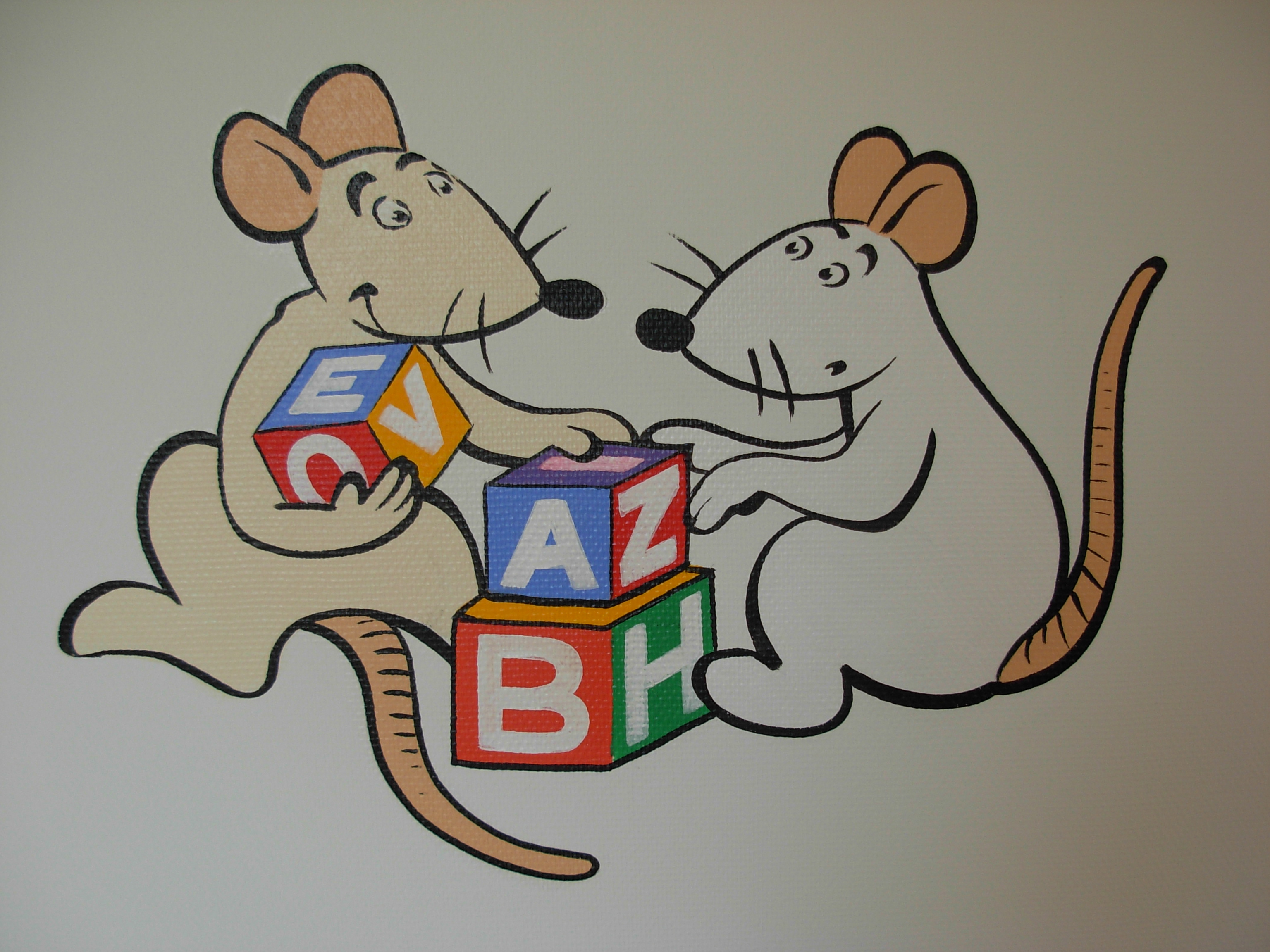 Dessins sur les murs intérieurs d'une crèche. Crèche Prutske à Uccle